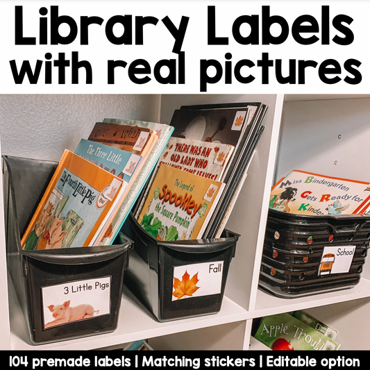 Classroom Library Labels with Real Nonfiction Pictures | Classroom Organization