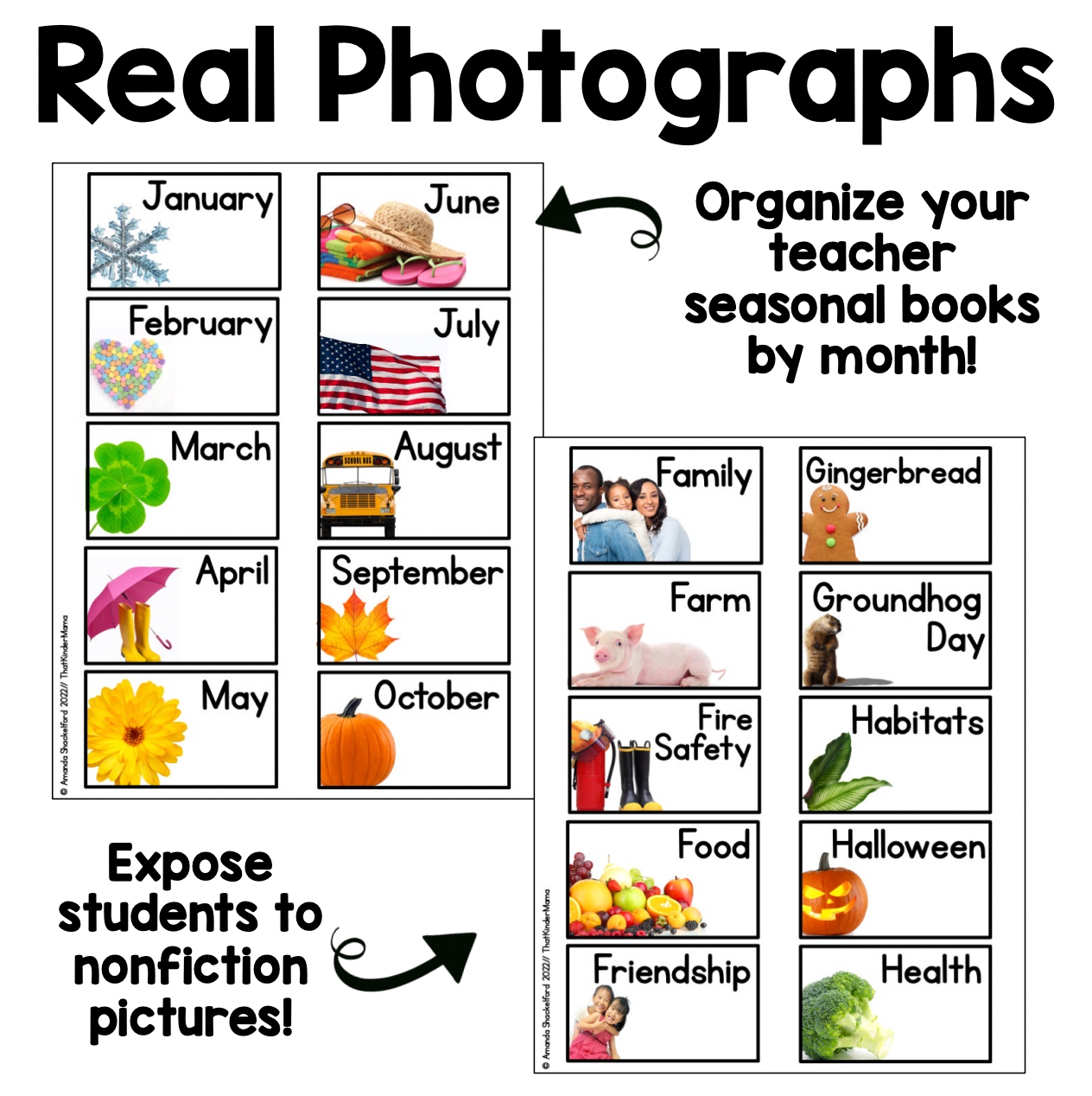 Classroom Library Labels with Real Nonfiction Pictures | Classroom Organization