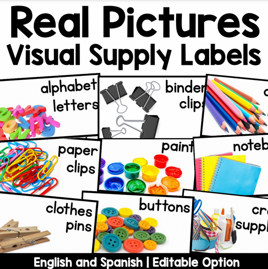 Classroom Supply Labels Real Pictures | Nonfiction | Editable