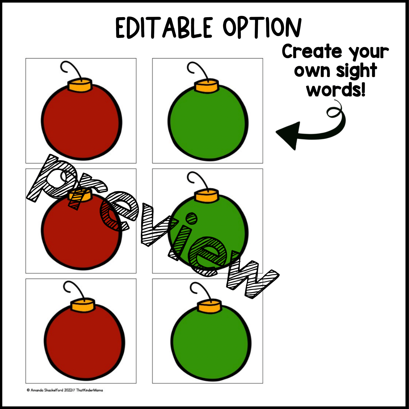 December Sensory Bin | Alphabet | Sight Word | CVC word center | Editable