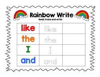 Rainbow Write Sight Words
