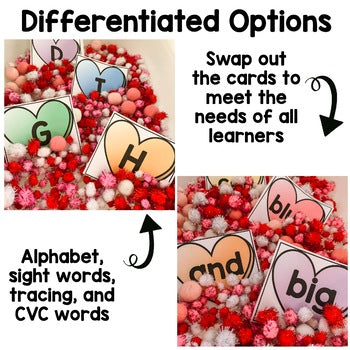 February Sensory Bin | Valentines Day | Alphabet Sight Word Center