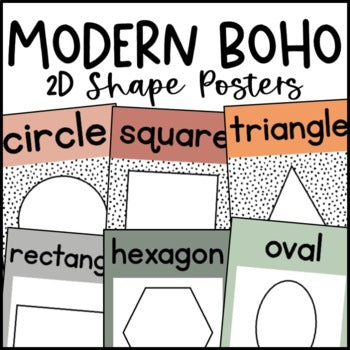 Modern Boho Dalmatian 2D Shape Posters | Neutral Classroom Decor
