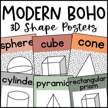 Modern Boho Dalmatian 3D Shape Posters | Neutral Classroom Decor