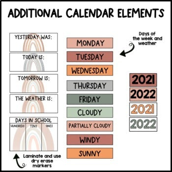 Modern Boho Calendar | Editable | Neutral Classroom Decor