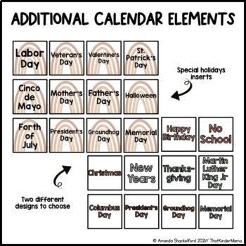 Modern Boho Calendar | Editable | Neutral Classroom Decor