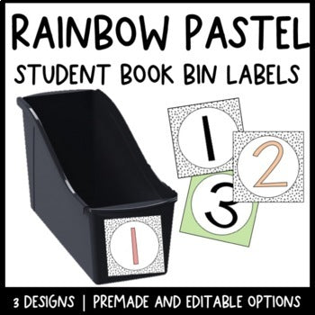 Pastel Rainbow Student Book Bin Labels | Editable | Dalmatian
