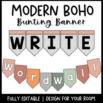 Modern Boho Bunting Banner | Editable | Dalmatian