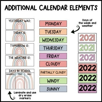 Pastel Rainbow Calendar | Editable | Neutral Classroom Decor