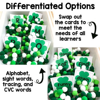 March Sensory Bin | Alphabet and Sight Words Center | Editable