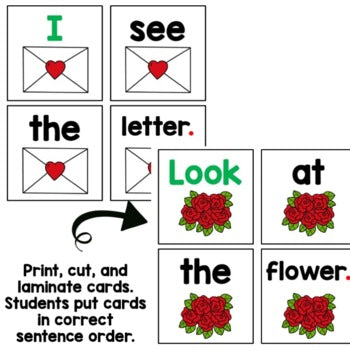 February Sentence Scramble | Centers | Kindergarten