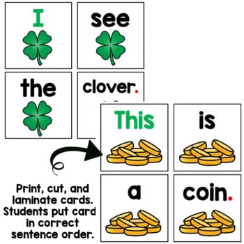 March Sentence Scramble | Centers | Kindergarten