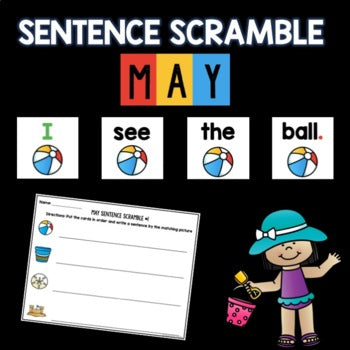 May Sentence Scramble | Centers | Kindergarten