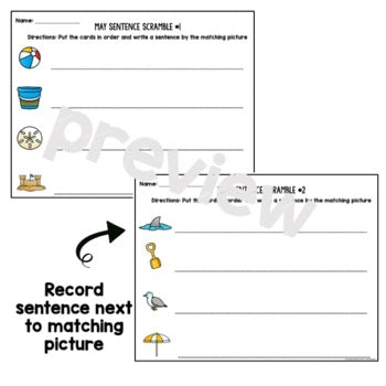 May Sentence Scramble | Centers | Kindergarten