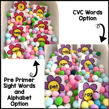 May Sensory Bin | Alphabet | Sight Word | CVC word center | Editable