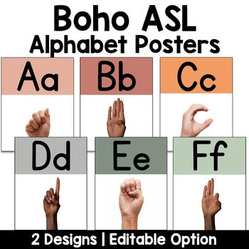 Modern Boho ASL Alphabet Poster | Real Pictures | Nonfiction | Editable