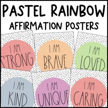 Pastel Rainbow Affirmation Posters | Editable | Calm Decor | Dalmatian Print