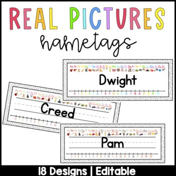 Real Alphabet Pictures Name Plates | Boho | Pastel Rainbow | Bright Rainbow