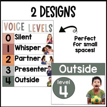 Voice Level Posters Real Pictures | Nonfiction | Editable | Boho