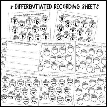 November Sensory Bin | Alphabet | Sight Word | CVC word center | Editable