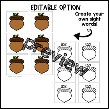 November Sensory Bin | Alphabet | Sight Word | CVC word center | Editable