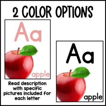 Pastel Rainbow Nonfiction Alphabet Poster with Real Pictures | Orton Gillingham