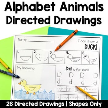 Directed Drawings with Shapes | Alphabet Animals