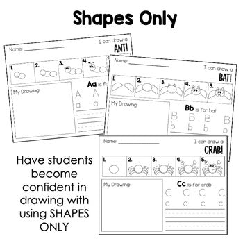 Directed Drawings with Shapes | Alphabet Animals