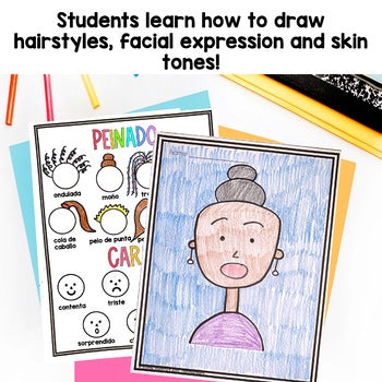 Spanish Kindergarten Illustration Unit | I Can Draw With Shapes | Draw and Color