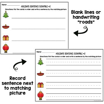 Holidays Around the World Sentence Scramble | Kindergarten