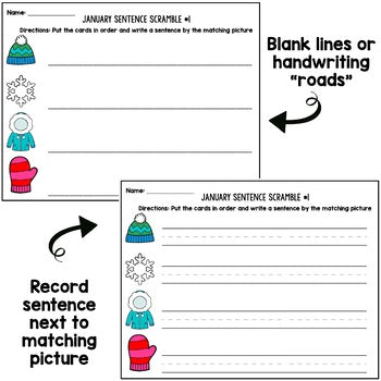 January Sentence Scramble | Kindergarten