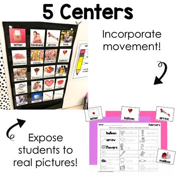 February Reading Centers for Kindergarten